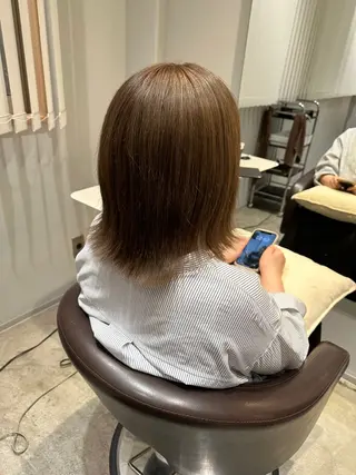 ミディアム カラー 髪質改善ストレート 中林優太のヘアスタイル