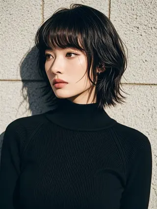 ミディアム ウルフカット 811 大阪梅田 ウルフのヘアスタイル