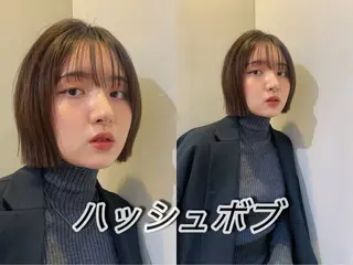 ミディアム オリーブカラー/みづ き/ボブパーマ🤍のヘアスタイル