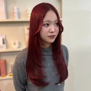 ロング カラー 田島拓海 ボブカット暖色カラーのヘアスタイル