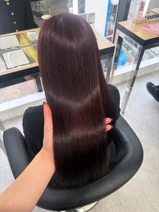 ロング カラー 💗愛され暖色💗 ピンク/レッド💗のヘアスタイル