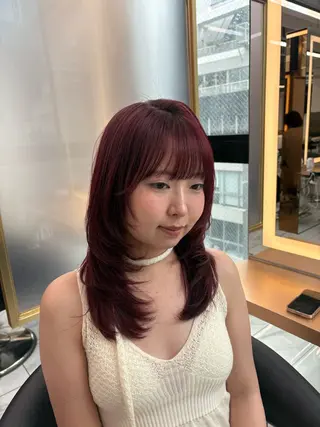 セミロング カラー ハッシュカット 暖色カラー/伊藤菜月のヘアスタイル