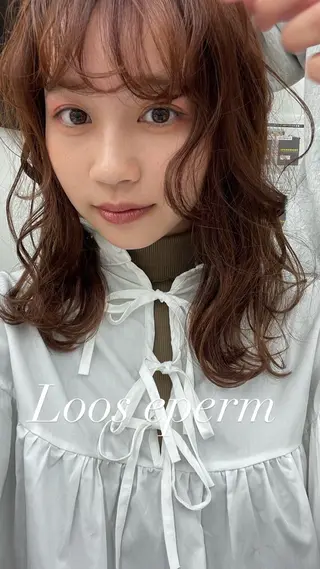 セミロング パーマ 芝田 怜也のヘアスタイル