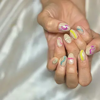 ミディアム カラー パーマ ヘアアレンジ メンズ キッズ ネイル マツエク・マツパ el. by Aoのネイルデザイン