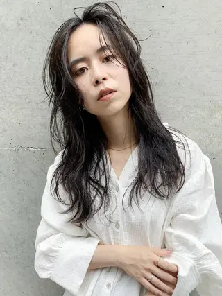 セミロング カラー パーマ ヘアアレンジ ITbyALBUM 中野店のヘアスタイル