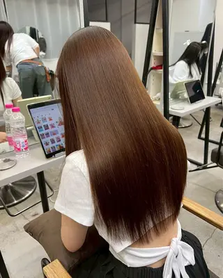 ロング パーマ 🍒モテ暖色カラー × うる艶✧ ゆなのヘアスタイル