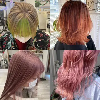 ミディアム カラー インナーカラー 推し ブリーチ 髪質改善のヘアスタイル