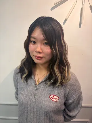 セミロング ヘアアレンジ デザインカラー🌈 メイク💄ヒカリ🌟のヘアスタイル