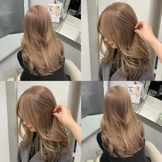 セミロング カラー 江坂トレンド韓国風 髪質改善shinoのヘアスタイル