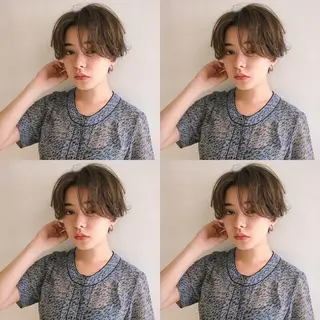 ショート カラー パーマ ヘアアレンジ 松田 亮葉のヘアスタイル