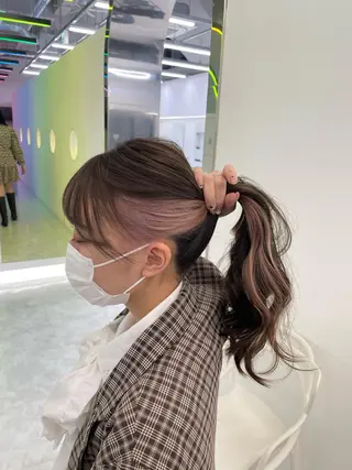 ロング カラー ヘアアレンジ 縮毛矯正/髪質改善/ ブリーチ毛/木元渓太のヘアスタイル