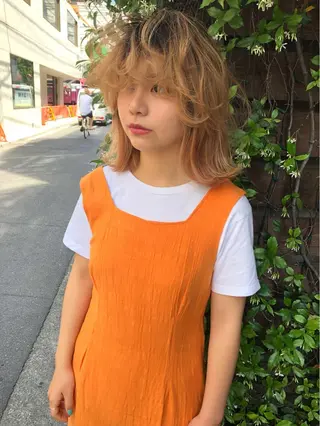 ミディアム カラー Pia ツボイ ケイタのヘアスタイル