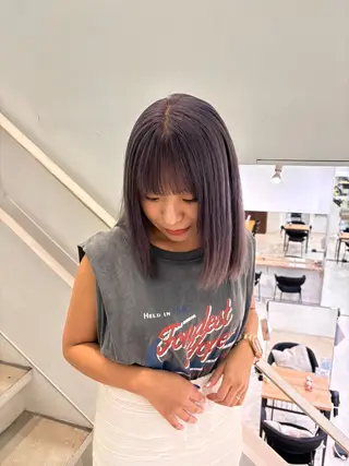 ミディアム カラー 🤍ハイトーン/デザ インカラーまりん🤍のヘアスタイル