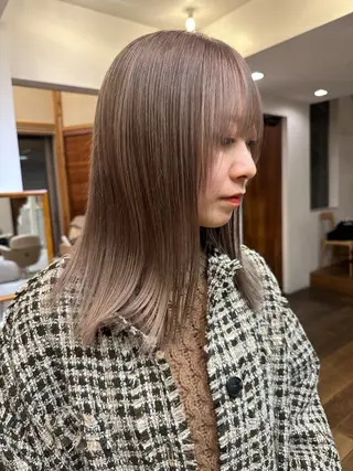 セミロング 岩下昂世/ ハイトーン/デザインのヘアスタイル