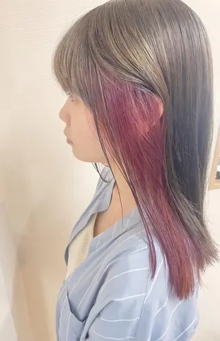 セミロング カラー 透明感カラー/韓国 ブリーチ/古橋のヘアスタイル