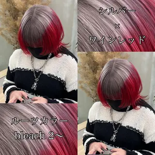 セミロング カラー イツク ⚡️ ルーツ/ハイトーンのヘアスタイル