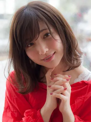 ミディアム カラー パーマ ヘアアレンジ 髪質改善/韓国風 レイヤー/田村祐樹のヘアスタイル
