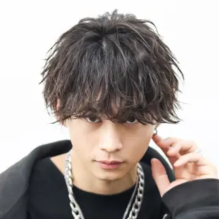 ショート カラー パーマ メンズ 🔥メンズ極🔥韓国 シャドウ/波巻き柿崎のヘアスタイル
