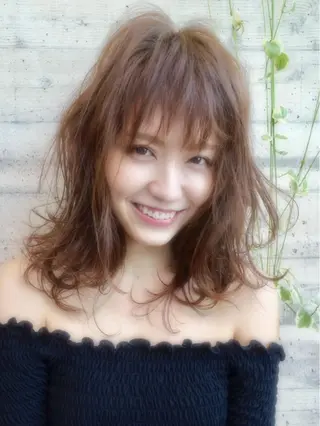 セミロング カラー パーマ カラー特化サロン大阪 ルービック江坂/新城のヘアスタイル
