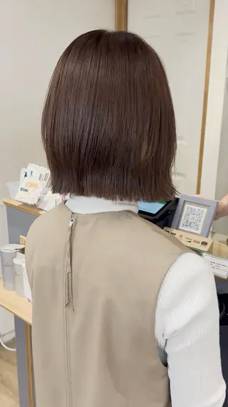 ミディアム カラー パーマ ヘアアレンジ メンズ キッズ レイヤーカット/ 巻ける縮毛矯正のヘアスタイル