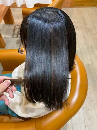 セミロング パーマ 縮毛矯正とレイヤー カット/杉村凜汰郎のヘアスタイル