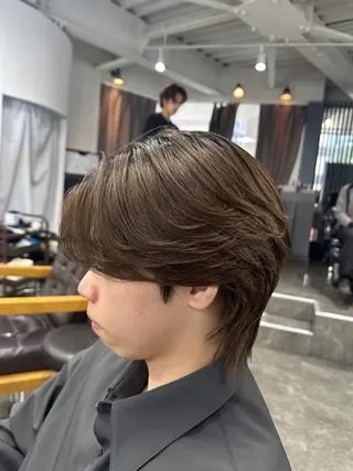 パーマ メンズ 梅田/センターパート 山下学偉のヘアスタイル