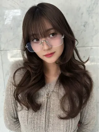 ロング カラー 新宿♥ハッシュカット 暖色カラー♥Unaのヘアスタイル