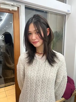 セミロング ベージュ⟡˖レイヤー ˖ ࣪⊹あずきのヘアスタイル