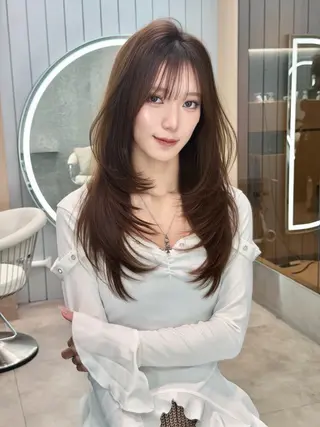 ロング ヘアアレンジ 大宮縮毛矯正🩵 レイヤー 佐藤和のヘアスタイル