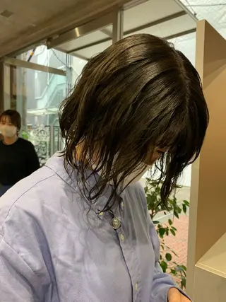 ショート カラー ボブパーマコテ巻き風 パーマNo1深江秀平のヘアスタイル