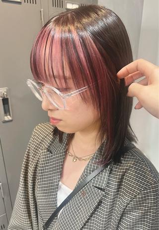 ミディアム カラー 似合わせ/顔周り 💛Mayuka🧡のヘアスタイル