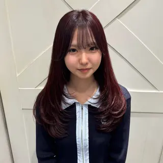 ロング カラー 横浜|韓国レイヤー| 暖色カラー|まなとのヘアスタイル