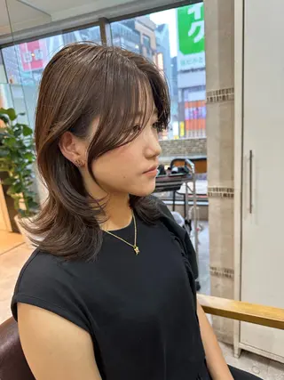 セミロング カラー 🇰🇷韓国風くびれ ヘア🇰🇷中村優大のヘアスタイル