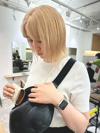 ショート カラー パーマ ヘアアレンジ メンズ キッズ ネイル マツエク・マツパ アイブロウ パーマ/透明感カラー /ボブ/吉田一生のヘアスタイル