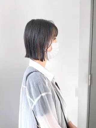 ミディアム ボブ/縮毛/レイヤー モトナリのヘアスタイル