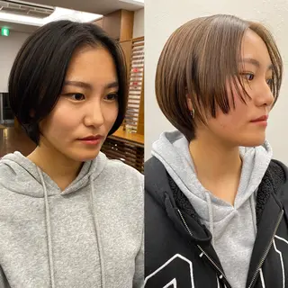 ショート カラー 似合わせレイヤー/ ケアパーマ/高倉のヘアスタイル