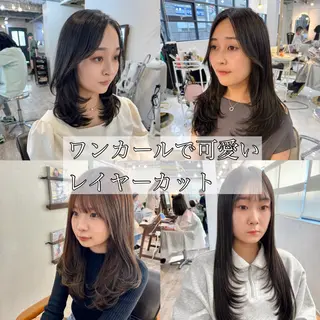 セミロング カラー レイヤー×縮毛矯正 中屋光貴のヘアスタイル