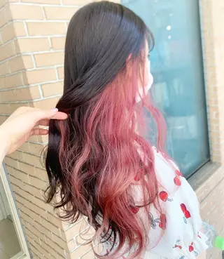 ロング カラー ヘアアレンジ ピンク系カラー💗 ヘアセット特化のヘアスタイル