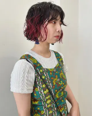 ショート カラー パーマ 村上雅人 ナチュラルモードのヘアスタイル