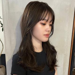 セミロング カラー ボブ/顔周りレイヤー carlm:上川美幸のヘアスタイル