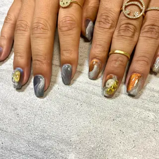 ミディアム カラー パーマ ヘアアレンジ メンズ キッズ ネイル マツエク・マツパ アイブロウ 今福鶴見ネイル 8(エイト)のネイルデザイン