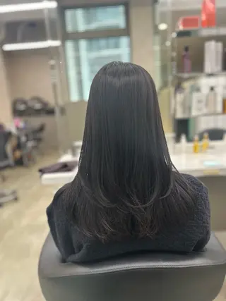 ロング カラー パーマ ヘアアレンジ メンズ キッズ ブリーチなしカラー/ ブラウン/レイヤーのヘアスタイル