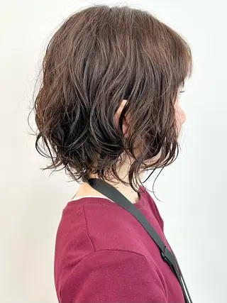 ミディアム パーマ ボブ/ゆるふわ ボブパーマ/とういのヘアスタイル