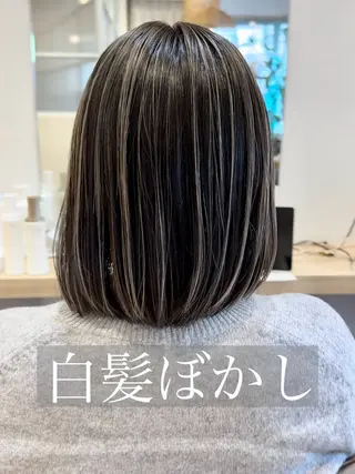 ミディアム カラー 白髪ぼかしハイライト 💫ミネ ヒロシのヘアスタイル