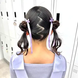 セミロング ヘアアレンジ ヘアメ🎀ハイトーン 🩵エクステ🪄しほのヘアスタイル
