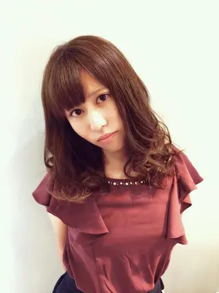 ミディアム パーマ 不動令 認定カラーリストのヘアスタイル