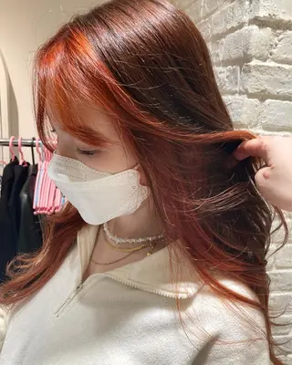 ロング カラー 曲がる縮毛矯正 LIBER 岩名のヘアスタイル