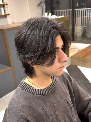 ミディアム カラー パーマ ヘアアレンジ メンズ 伊藤 陸のヘアスタイル