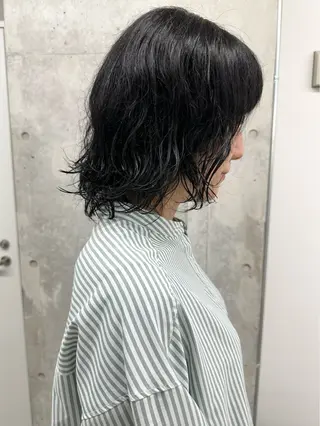 ミディアム パーマ ボブ/ゆるふわ ボブパーマ/とういのヘアスタイル