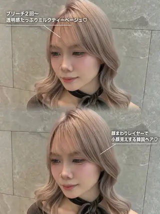 セミロング カラー 韓国風カラーカット 🤍店長 鳥越のヘアスタイル